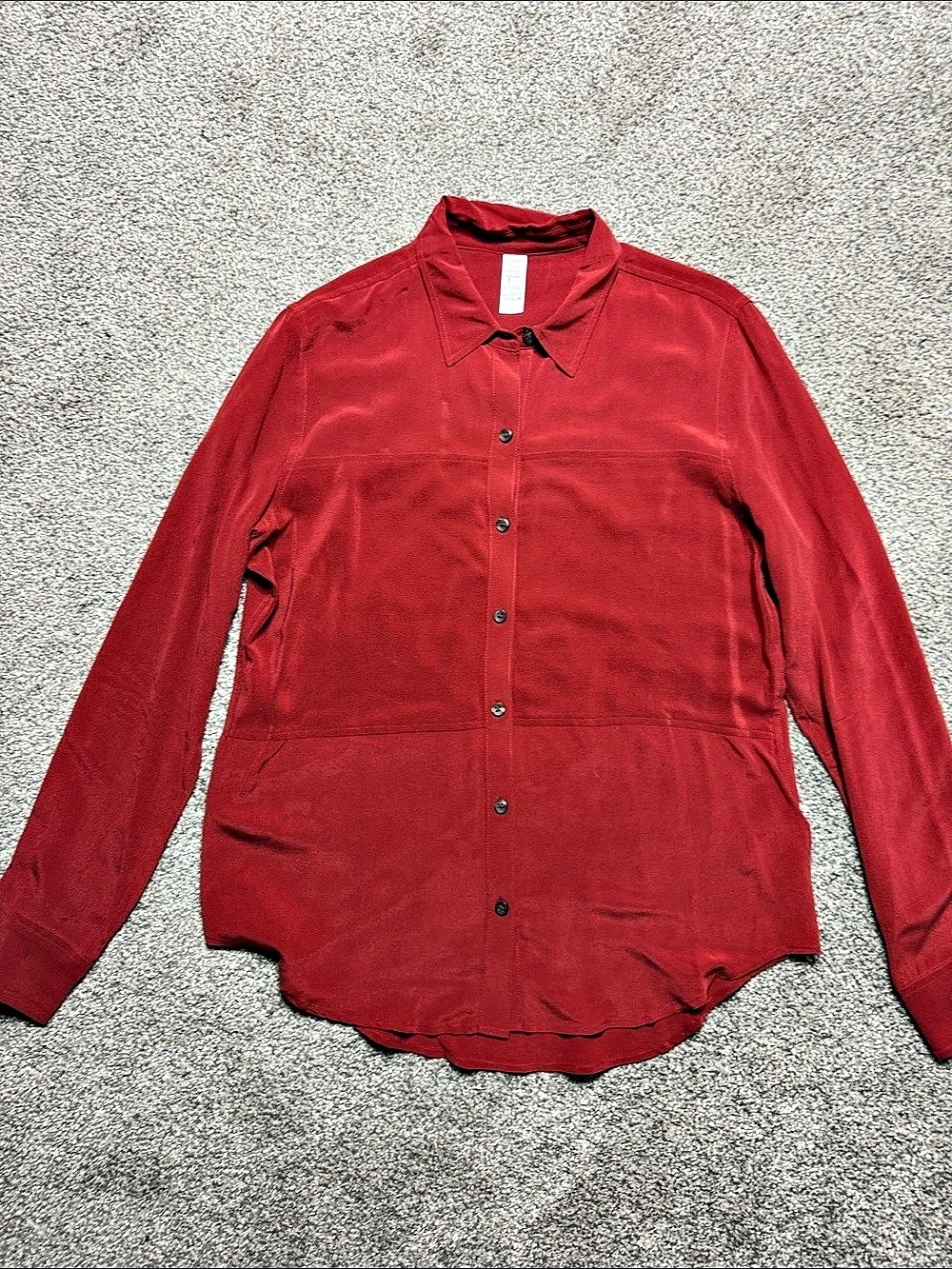 SPANX Long Sleeve Button Down in Red Size Medium